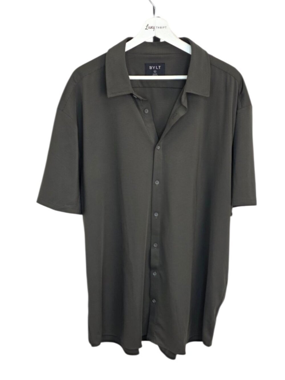 BYLT Men's Performance Polo Short Sleeve Shirt, Green, Button Up, Size 3XL